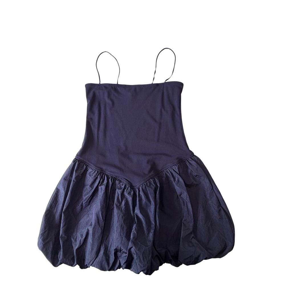 Edikted Navy Solid Mini Bubble Hem Dress, Medium